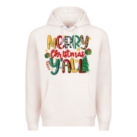 Pale Pink merry christmas y'all Premium Hoodie - MaliasSmallBusiness