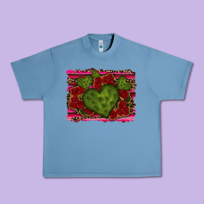 Valentine Cactus Heart With Roses Urban Heavy Tee Designed By Ranaportraitstore
