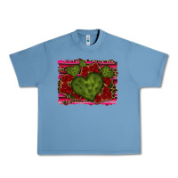 Pebble Blue Valentine Cactus Heart with Roses Urban Heavy Tee - RanaPortraitStore