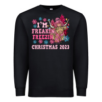 Black i'm freakin freezin christmas 2023 Premium Sweatshirt - NancyCooperArtShop