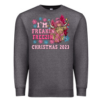 Charcoal Heather i'm freakin freezin christmas 2023 Premium Sweatshirt - NancyCooperArtShop