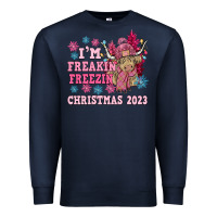 Navy i'm freakin freezin christmas 2023 Premium Sweatshirt - NancyCooperArtShop