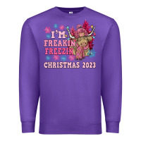 Purple i'm freakin freezin christmas 2023 Premium Sweatshirt - NancyCooperArtShop
