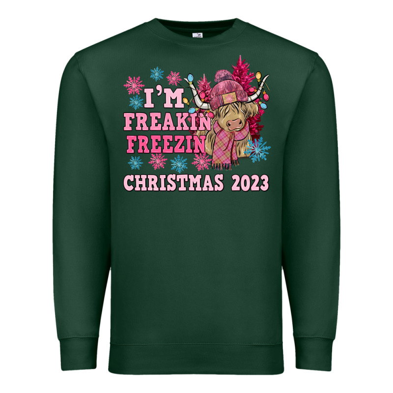 I'm Freakin Freezin Christmas 2023 Premium Sweatshirt by NancyCooperArtShop | Teevron