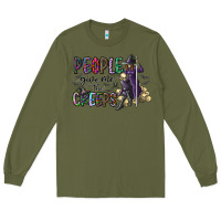 Army Green people give me the creeps Long Sleeve Tee - CowhideDigitalArt