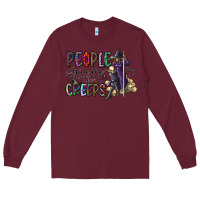 Burgundy people give me the creeps Long Sleeve Tee - CowhideDigitalArt