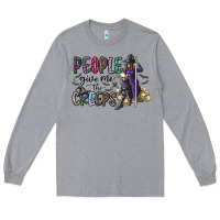 Heather Grey people give me the creeps Long Sleeve Tee - CowhideDigitalArt