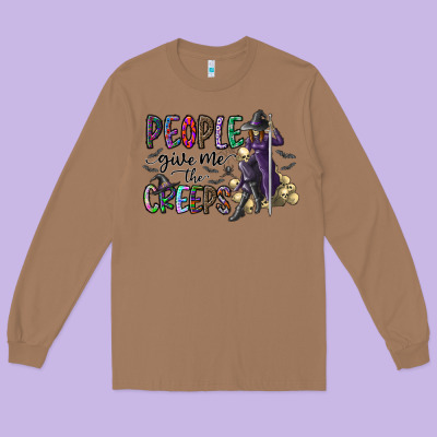 People Give Me The Creeps Long Sleeve Tee Designed By Cowhidedigitalart