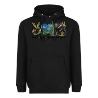 Black Peace Love Spectacled Bear Heavyweight Hoodie - LillyAllenDesigns