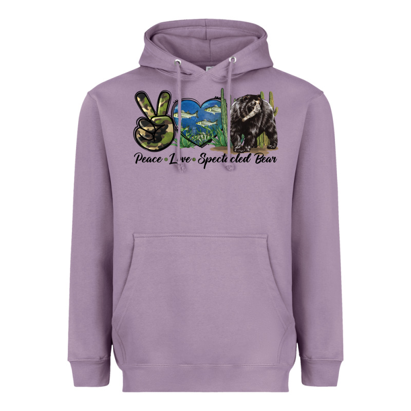 Peace Love Spectacled Bear Heavyweight Hoodie by LillyAllenDesigns | Teevron