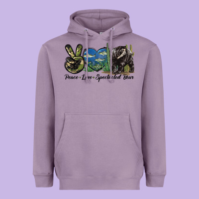 Peace Love Spectacled Bear Heavyweight Hoodie Designed By Lillyallendesigns