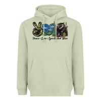 Matcha Peace Love Spectacled Bear Heavyweight Hoodie - LillyAllenDesigns