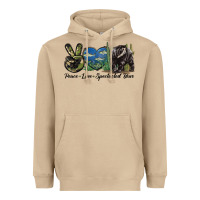 Mushroom Peace Love Spectacled Bear Heavyweight Hoodie - LillyAllenDesigns