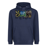 Navy Peace Love Spectacled Bear Heavyweight Hoodie - LillyAllenDesigns