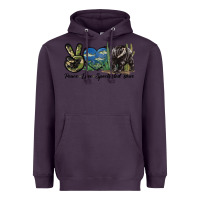 Plum Peace Love Spectacled Bear Heavyweight Hoodie - LillyAllenDesigns