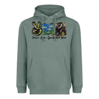Sage Peace Love Spectacled Bear Heavyweight Hoodie - LillyAllenDesigns