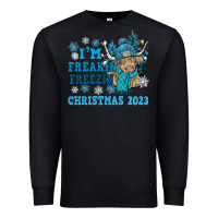 Black i'm freakin freezin christmas 2023 Premium Sweatshirt - NancyCooperArtShop