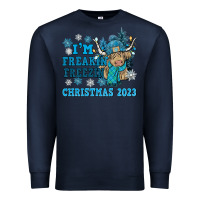 Navy i'm freakin freezin christmas 2023 Premium Sweatshirt - NancyCooperArtShop