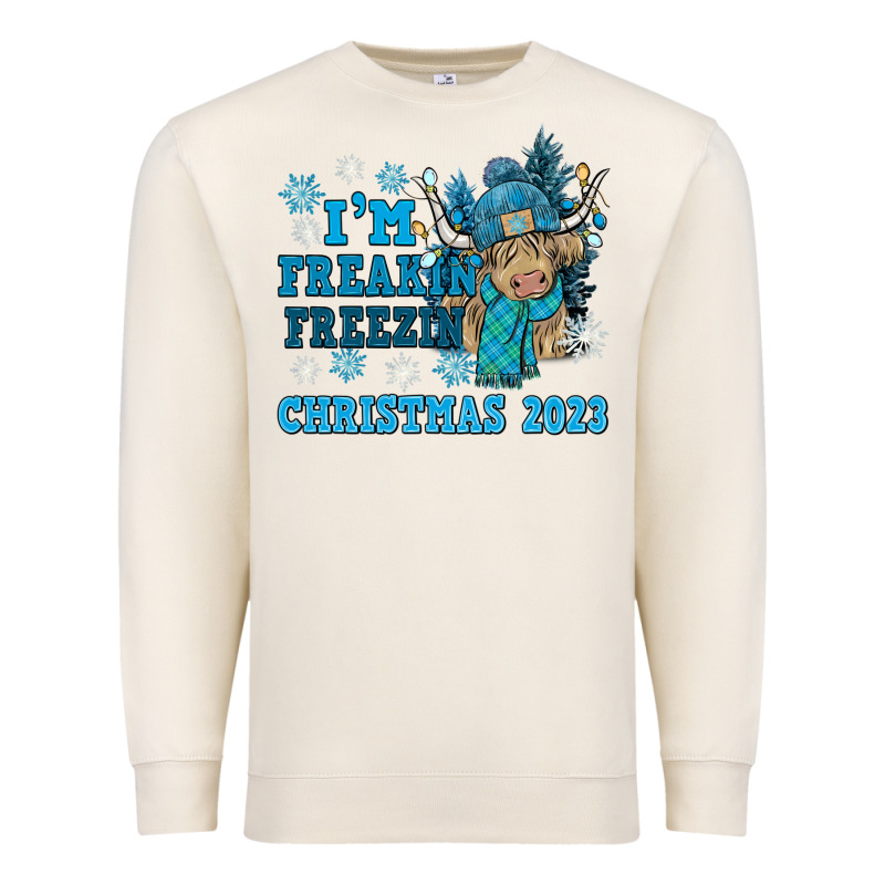 I'm Freakin Freezin Christmas 2023 Premium Sweatshirt by NancyCooperArtShop | Teevron