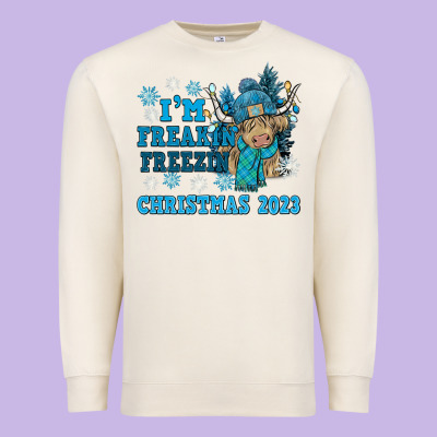 I'm Freakin Freezin Christmas 2023 Premium Sweatshirt Designed By Nancycooperartshop