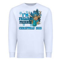 White i'm freakin freezin christmas 2023 Premium Sweatshirt - NancyCooperArtShop