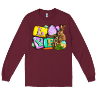 Burgundy Love Easter Day Long Sleeve Tee - CowGirlArtShop