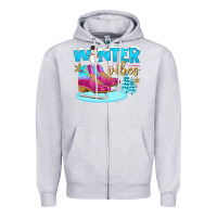 Heather Grey winter vibes Zipper Hoodie - BundleAndBundleShop