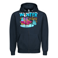 Navy winter vibes Zipper Hoodie - BundleAndBundleShop