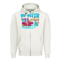 Oatmeal Heather winter vibes Zipper Hoodie - BundleAndBundleShop