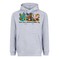 Heather Grey peace love yorkshire pig Heavyweight Hoodie - LillyAllenDesigns
