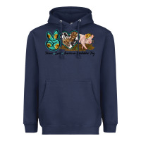 Navy peace love yorkshire pig Heavyweight Hoodie - LillyAllenDesigns