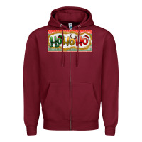 Burgundy ho ho ho Zipper Hoodie - BundleAndBundleShop
