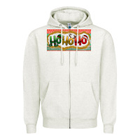 Oatmeal Heather ho ho ho Zipper Hoodie - BundleAndBundleShop
