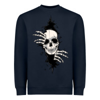 Navy skull in the wall file Heavyweight Sweatshirt - MaliasSmallBusiness