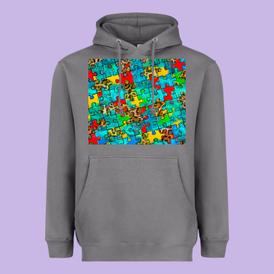 Autism Awareness Puzzle Heavyweight Hoodie Designed By Barkaloodesign