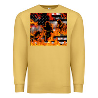 Antique Gold firefighter thin red lin Premium Sweatshirt - LillyAllenDesigns