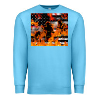 Ocean Blue firefighter thin red lin Premium Sweatshirt - LillyAllenDesigns