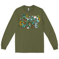 Army Green school nurse Long Sleeve Tee - CowhideDigitalArt