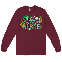 Burgundy school nurse Long Sleeve Tee - CowhideDigitalArt