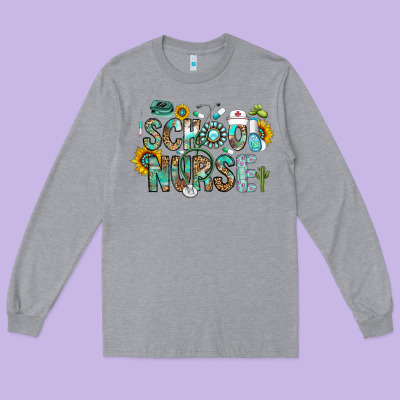 School Nurse Long Sleeve Tee Designed By Cowhidedigitalart