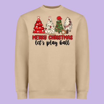 Heavyweight Sweatshirt merry christmas let s play ball baseball