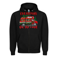 Black christmas on the road Zipper Hoodie - BundleAndBundleShop