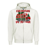 Oatmeal Heather christmas on the road Zipper Hoodie - BundleAndBundleShop
