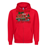 Red christmas on the road Zipper Hoodie - BundleAndBundleShop