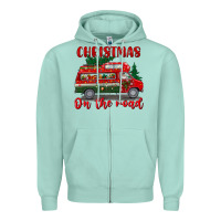 Seafoam christmas on the road Zipper Hoodie - BundleAndBundleShop
