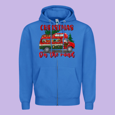 Christmas On The Road Zipper Hoodie Designed By Bundleandbundleshop