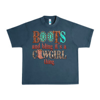 Midnight Navy boots and bling its a cowgirl thing Urban Heavy Tee - texasbilliewilder