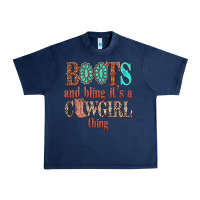 Boots And Bling Its A Cowgirl Thing Urban Heavy Tee | Teevron