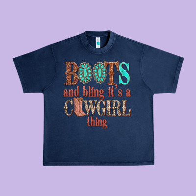 Boots And Bling Its A Cowgirl Thing Urban Heavy Tee Designed By Texasbilliewilder