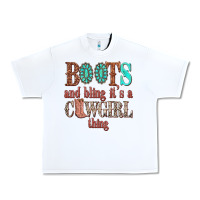 White boots and bling its a cowgirl thing Urban Heavy Tee - texasbilliewilder